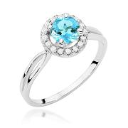 Pierścionek zaręczynowy z brylantami i topazem 0.08ct