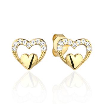 Kolczyki złote serce z cyrkoniami FUG7-40-K01674-2
