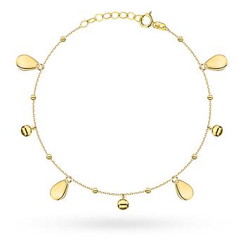 Bransoletka złota gładkie kulki i wiszące łezki FUG2-B01104-585