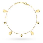 Bransoletka złota gładkie kulki i wiszące łezki FUG2-B01104-585
