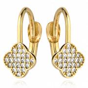 Kolczyki złote koniczynki z białymi cyrkoniami FUG7-4-K00965-2