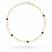 Bransoletka złota długie ogniwa i czarne kamienie FUG2-17-B00940-2