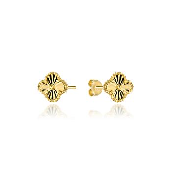 Kolczyki złote diamentowane koniczynki 6mm FUG7-K01502-375