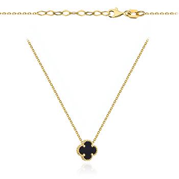 Naszyjnik złoty czarna koniczyna FUG3-N00669-585