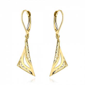 Kolczyki złote trójkąty z ażurowym zdobieniem FUG7-17-K01445-2