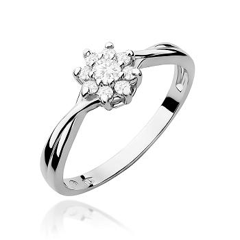 Pierścionek zaręczynowy z białego złota z brylantami 0.22ct