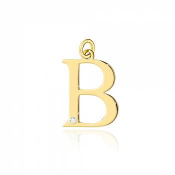 Zawieszka złota mała literka B z brylantem ZMFUG-B