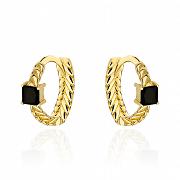 Kolczyki złote kółeczka z czarnymi kamieniami FUG7-3-K01575-2