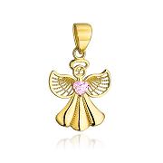 Zawieszka złota aniołek z różową cyrkonią FUG6-Z00446-585