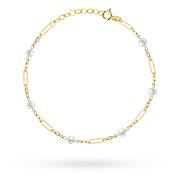 Bransoletka złota długie ogniwa i perły FUG2-B01072-585