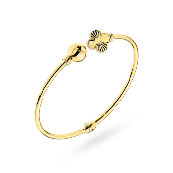 Bransoletka złota sztywna diamentowana koniczyna i kulka FUG2-B01066-585