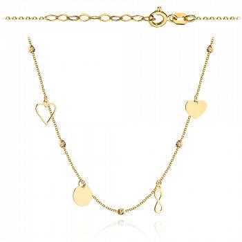 Naszyjnik złoty celebrytka nieskończoność, kulki i serce FUG3-4-CN00291-2