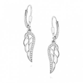 Srebrne kolczyki skrzydła z cyrkoniami FUGZ1449D