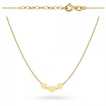 Naszyjnik złoty celebrytka ażurowe serce, kwiatek i kółko FUG3-34-N00562-2