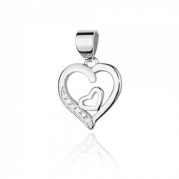 Zawieszka serce z białego złota z brylantami 0.05 FS24-B585-B0.05