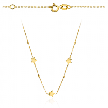 Naszyjnik złote gwiazdki i diamentowane kulki FUG3-17-N00433-2