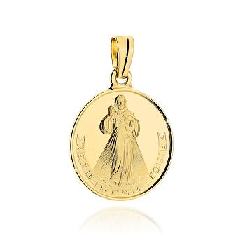 Medalik z żółtego złota Jezus Miłosierny FUG5-9-M00196-2