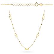 Naszyjnik złoty ogniwa i diamentowane kulki FUG3-17-N00624-2