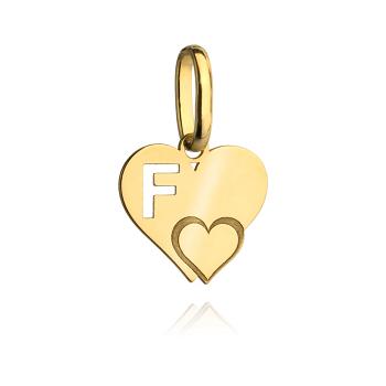 Zawieszka złota literka F serduszko GRAWER GRATIS