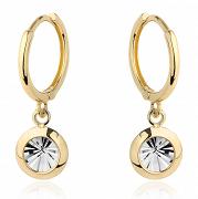 Kolczyki złote wiszące kółko z białym diamentowaniem FUG7-17-K01097-2
