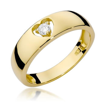Pierścionek zaręczynowy z żółtego złota z brylantem 0.10 ct
