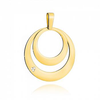 Zawieszka złota dwa kółka z cyrkoniami FUG6-25-Z00435-2