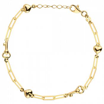 Bransoletka złota ogniwa, kluczyk i serce FUG2-17-B00709-2