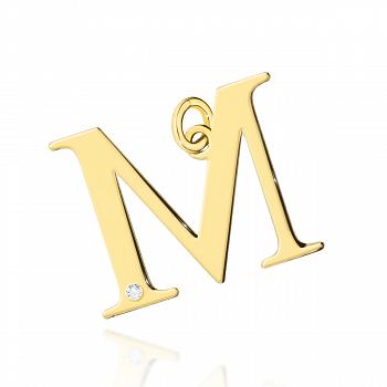 Zawieszka złota literka M z brylantem FUGZAL-M