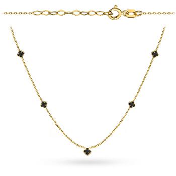 Naszyjnik złoty czarne koniczynki FUG3-N00685-585