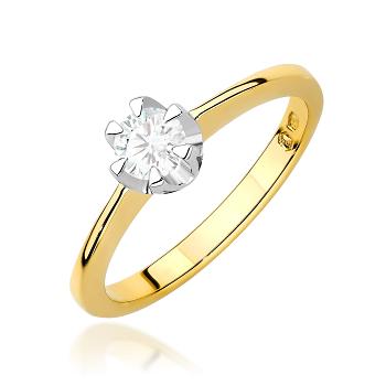 Pierścionek zaręczynowy z żółtego złota z diamentem laboratoryjnym 0.40ct