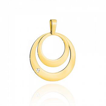 Zawieszka złota dwa kółka z cyrkoniami mała FUG6-25-Z00449-2