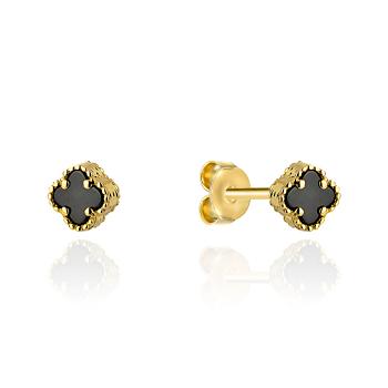 Kolczyki złote czarna koniczyna 4mm FUG7-K01812-585