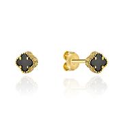 Kolczyki złote czarna koniczyna 4mm FUG7-K01812-585