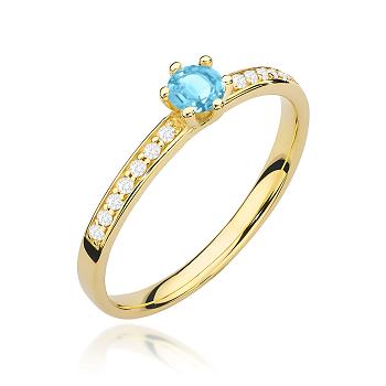 Pierścionek zaręczynowy z brylantami i topazem 0.07ct