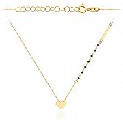 Naszyjnik złoty celebrytka serce, blaszka i czarne kamienie FUG3-4-CN00285-2