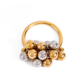 Pierścionek dwukolorowy z kuleczkami FUGJDRW2411002-PS