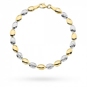 Bransoletka z dwukolorowego złota diamentowane i gładkie owale FUG2-17-B00847-2