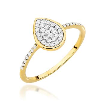 Pierścionek zaręczynowy z żółtego złota z brylantami 0.21ct