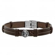 Bransoletka męska skórzana, stal szlachetna BA656A
