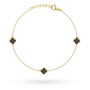 Bransoletka z żółtego złota czarne koniczyny FUG2-37-B00964-2