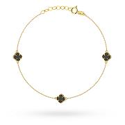 Bransoletka z żółtego złota czarne koniczyny FUG2-37-B00964-2