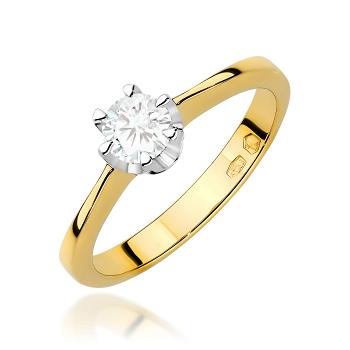 Pierścionek zaręczynowy z żółtego złota z diamentem laboratoryjnym 0.30ct