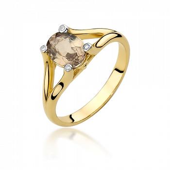 Pierścionek z żółtego złota z sułtanitem i brylantami 0,03 ct