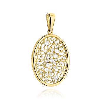 Zawieszka złota ażurowa owalna z cyrkoniami FUG6-Z00596-585