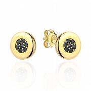 Kolczyki złote okrągłe z czarnymi kamieniami FUG7-4-K01146-2