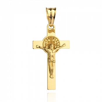 Złoty krzyżyk benedyktyński z wizerunkiem Jezusa FUG4-9-K00005-2