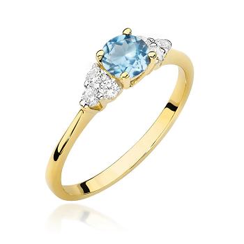 Pierścionek zaręczynowy z brylantami i topazem 0.18ct