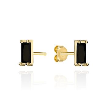 Kolczyki złote prostokąty z czarnymi kamieniami FUG7-25-K01642-2