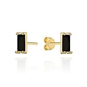 Kolczyki złote prostokąty z czarnymi kamieniami FUG7-25-K01642-2