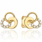 Kolczyki złote trzy splecione kółka z cyrkoniami FUG7-4-K00816-2